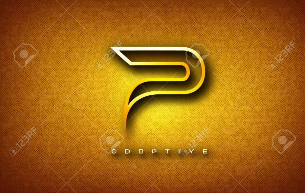 Logotipo de letra de ouro P. Vetor de design de letra P com cores douradas e bolhas.