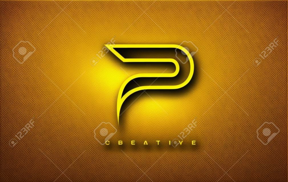 Gold Letter P Logo. P Letter Design Vector with Golden Colors and Bubbles.