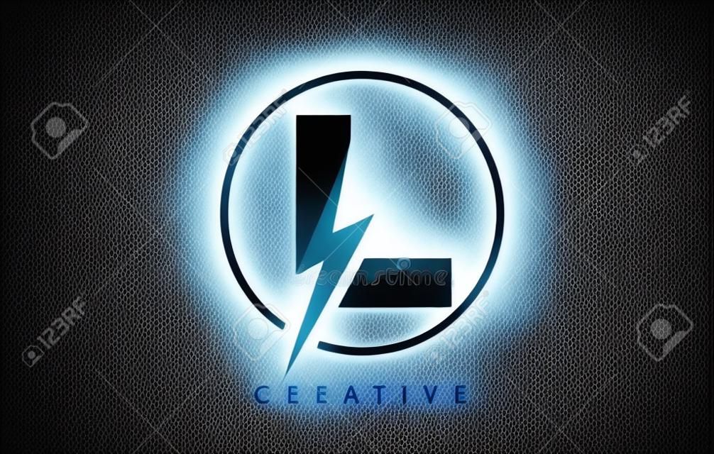 Création de Logo de lettre L avec éclairage Thunder Bolt. Illustration vectorielle de boulon électrique lettre Logo.