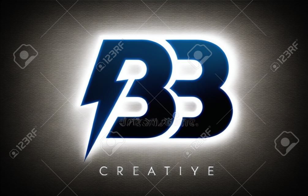 BB Letter Logo Design mit Blitz Blitz. Elektrischer Bolzen-Buchstabe-Logo-Vektor-Illustration.