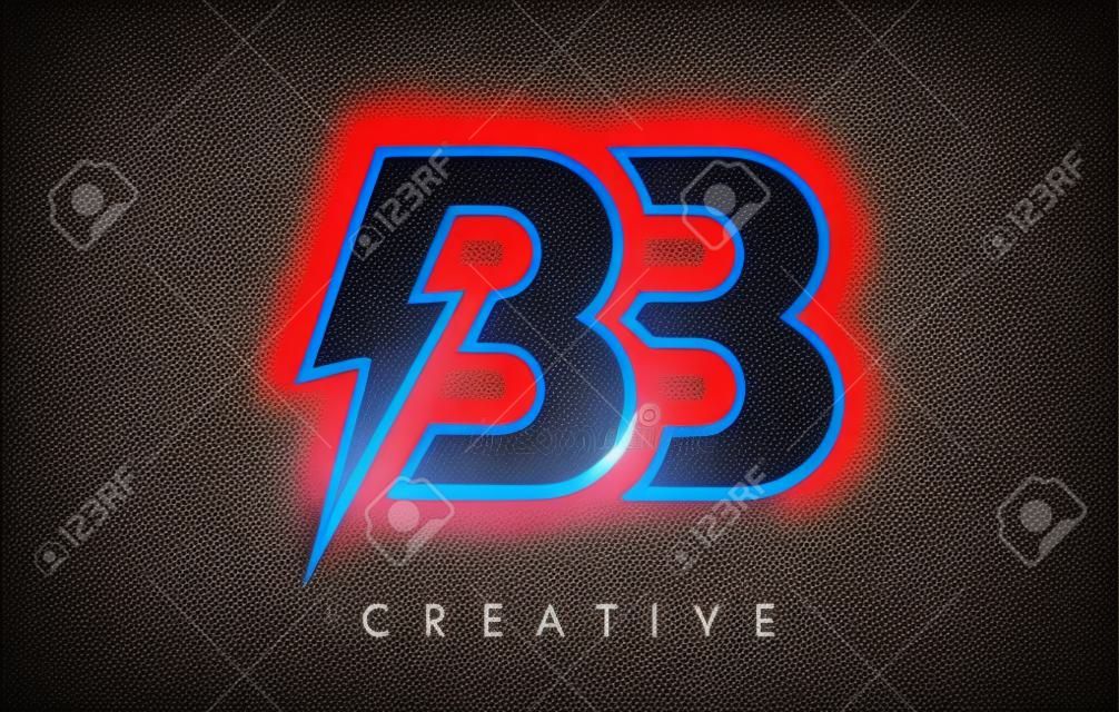 BB Letter Logo Design mit Blitz Blitz. Elektrischer Bolzen-Buchstabe-Logo-Vektor-Illustration.