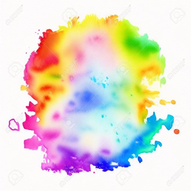 五顏六色的水彩染色與水彩畫顏料斑點
