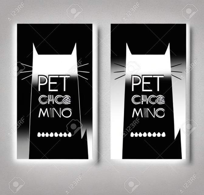 Logo for pet hair salon. Pet grooming salon. Vector cat silhouet