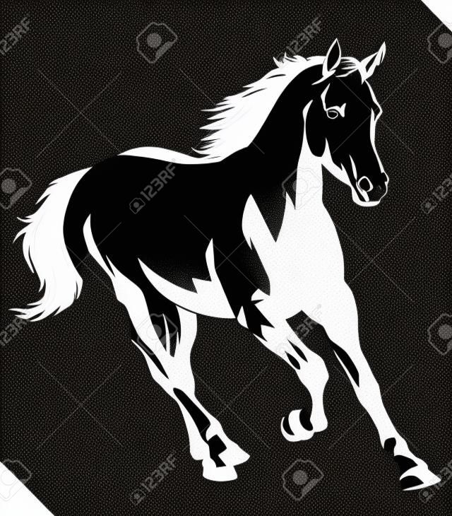 черно-белый линейный дро лошадь векторные иллюстрации
