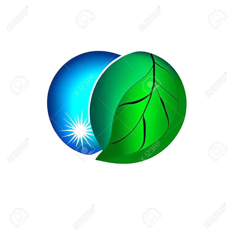 Drop water and leaf plants, eco logo