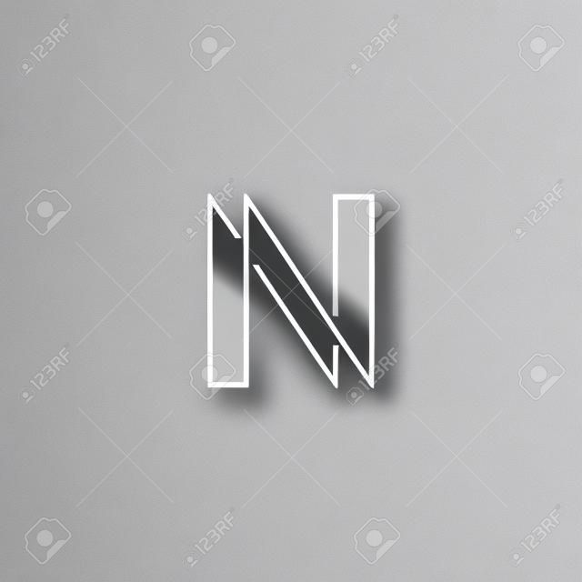 Harf N tuğrası, modern ince bir çizgi grafik tasarım, mockup kartvizit