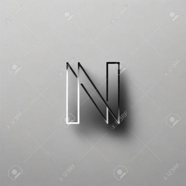Harf N tuğrası, modern ince bir çizgi grafik tasarım, mockup kartvizit