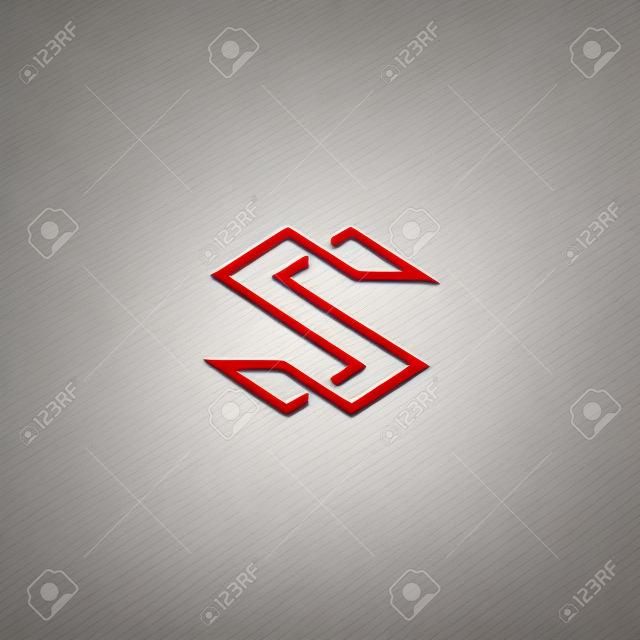 편지 S 로고 모노그램, 명함, 겹쳐지는 스타일의 현대 상징 모형