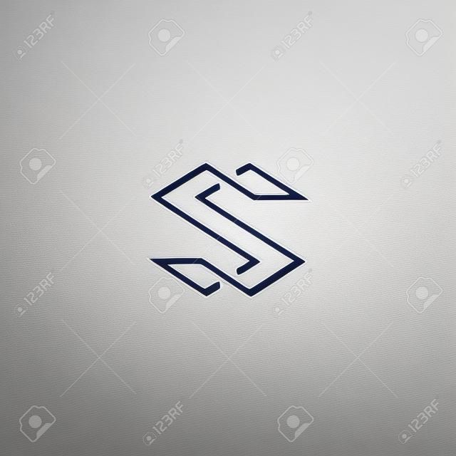 文字 S ロゴのモノグラムを重複するスタイルのビジネス カードの近代的なシンボル モックアップ