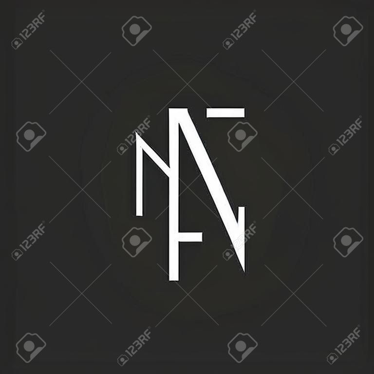 现代字母字母N标志的黑色和白色名片设计