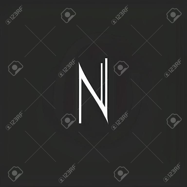 Logotipo moderno letra del monograma N, negro y diseño de la tarjeta de visita blanca