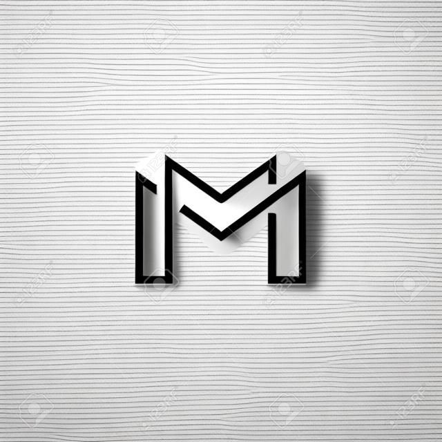 Letter M logo or two modern monogram symbol, mockup black and white business card