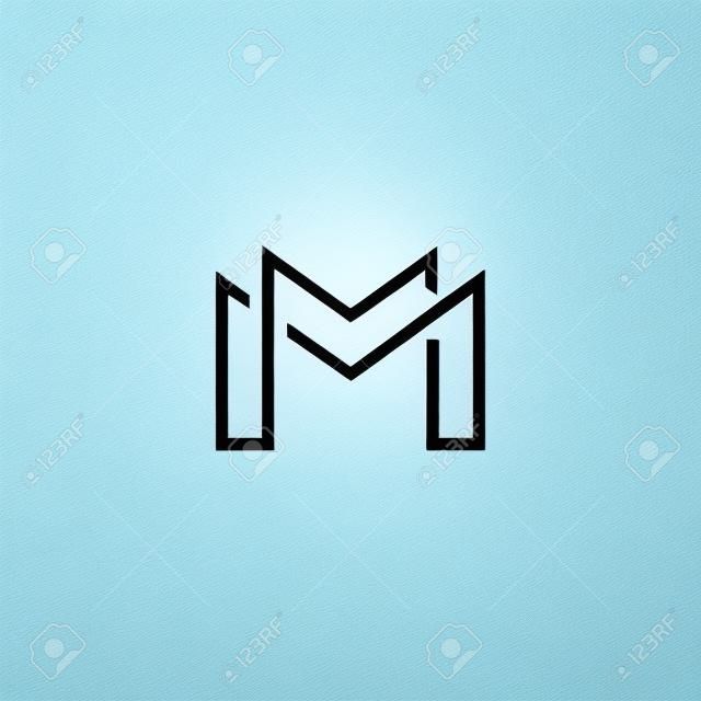 Logotipo da letra M ou dois símbolo moderno do monograma, cartão de visita preto e branco da maquete