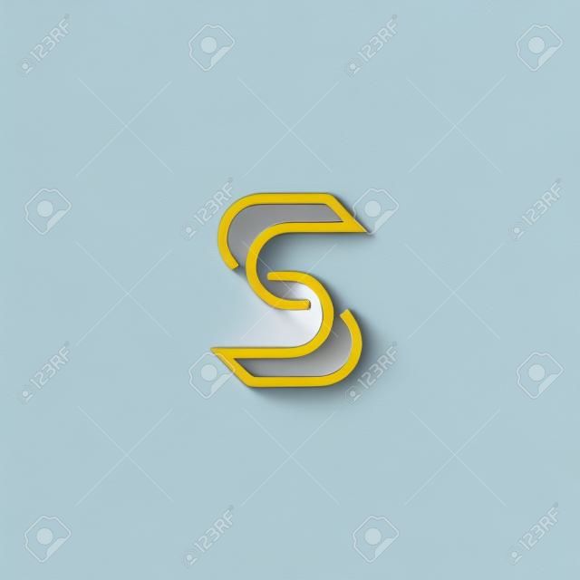 미니멀리즘 스타일의 S 문자 로고 모노그램, 비즈니스 카드 모형 환상 라인의 상징