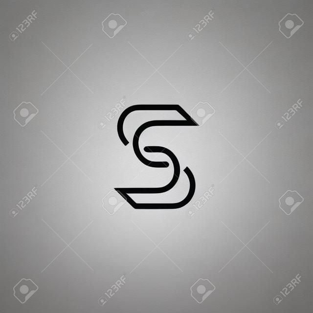 Минимализм стиль S письмо логотип монограммы, макет иллюзия линия эмблема для визитных карточек