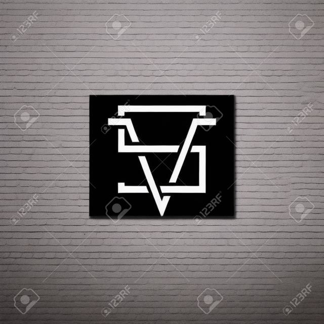 Versus logo VS lettres ensemble, hippie traversée ligne monogramme signe noir et blanc
