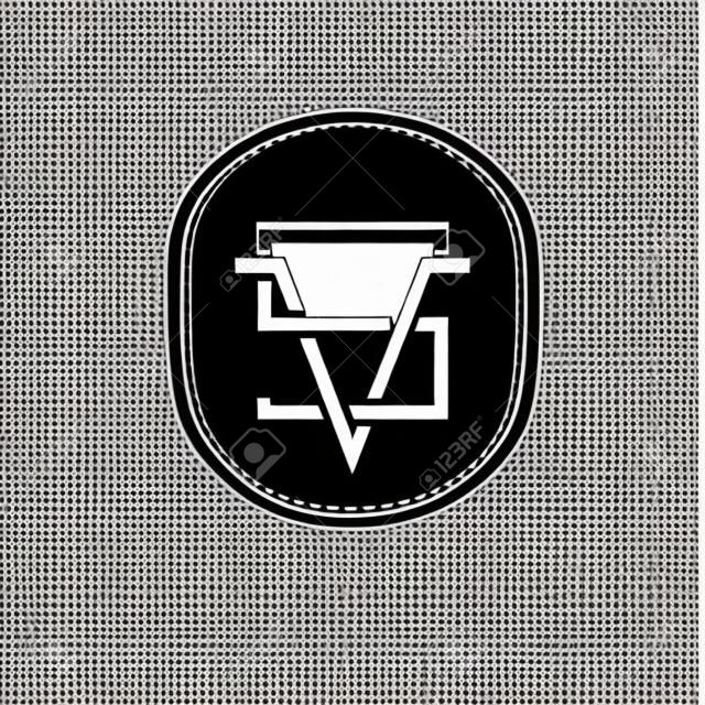 Versus logo VS lettres ensemble, hippie traversée ligne monogramme signe noir et blanc