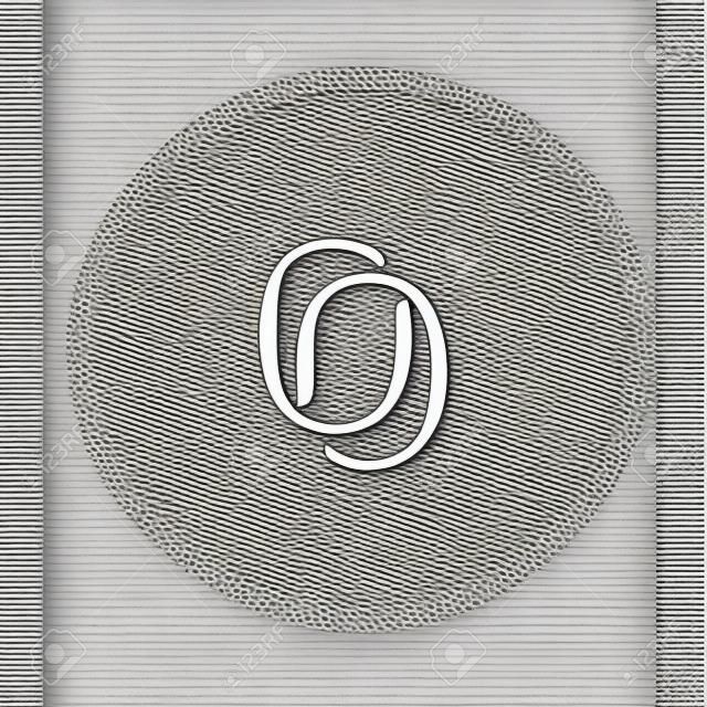 모노그램이 O 편지 로고, 얇은 라인은 힙 스터 결혼식 초대 흑백 상징, 교차