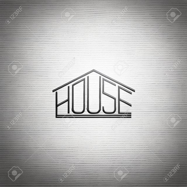 Maison hippie monogramme lettrage, mot graphique t-shirt élément de design, idée créative agence immobilière emblème