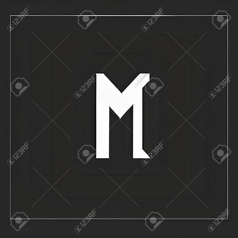 Carta M logotipo monograma, sobreposição linha marca MM iniciais combinação símbolo maquete, preto e branco tipografia design elemento hipster