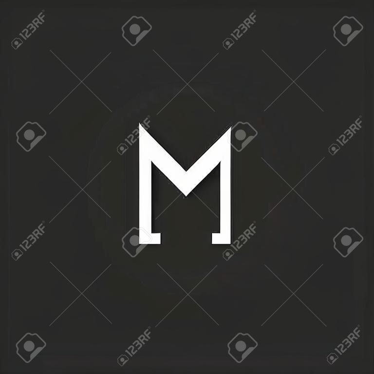 Lettre M logo monogramme, chevauchement de la marque de ligne MM initiales combinaison symbole maquette, noir et blanc typographie design hipster élément