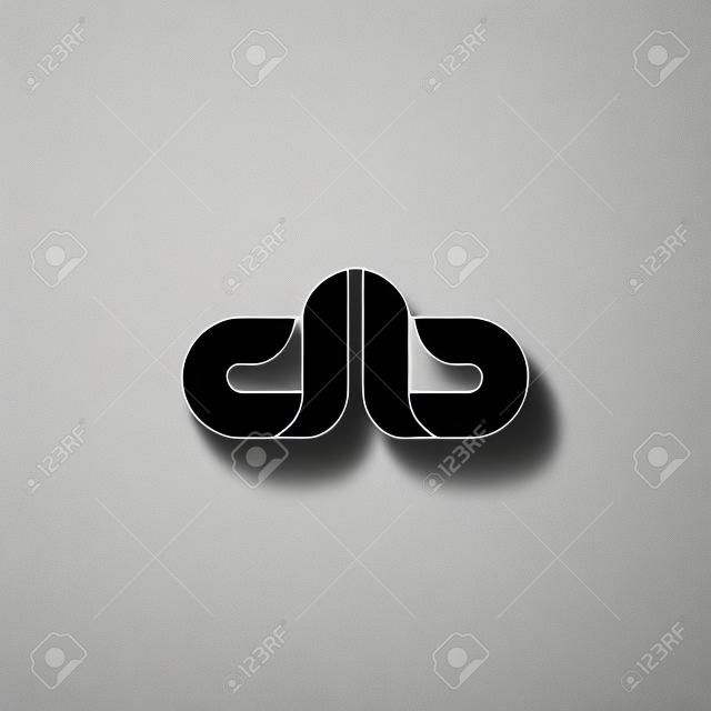 로고 DB 문자 모노그램, 흑백 그라디언트 매끄러운 선 기하학적 모양, 모형 조합 d 및 b 이니셜 엠블럼 명함