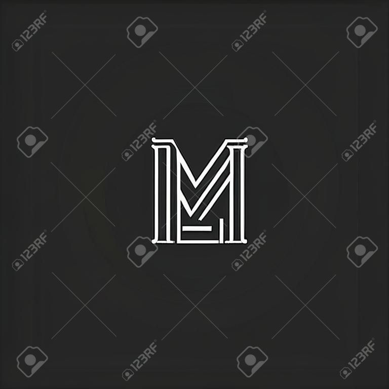 Monogram MS letters logo overlapping lines simple hipster typography design element, combination M and S initials wedding invitation emblem