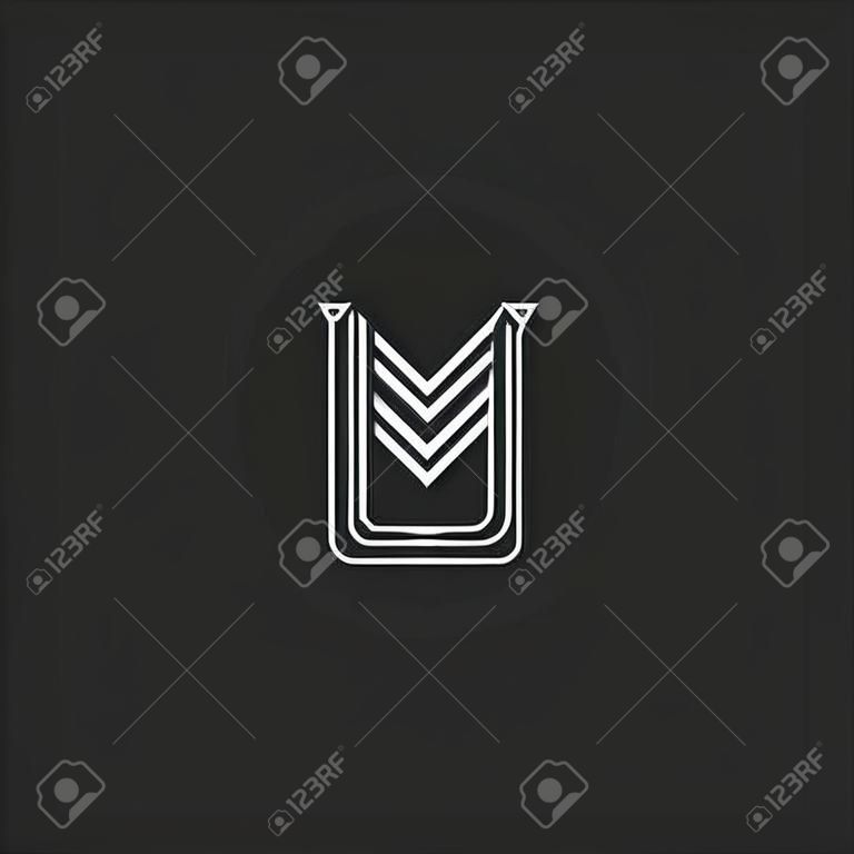 Monogram MS letters logo overlapping lines simple hipster typography design element, combination M and S initials wedding invitation emblem