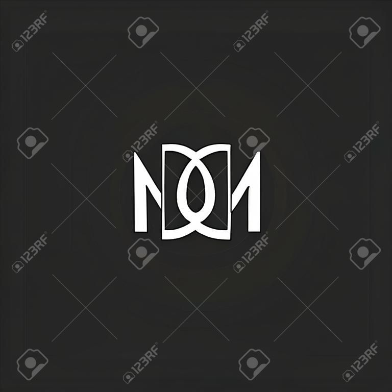 Monogram letters MO or OM initials design element, overlapping two letters M and O together, wedding emblem mockup