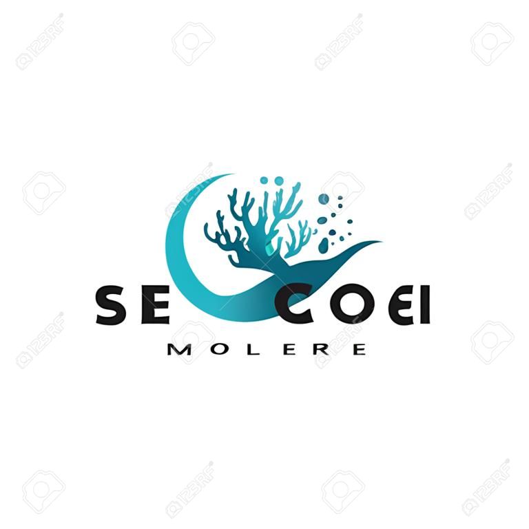 mer et corail logo template . vecteur graphique eps 10
