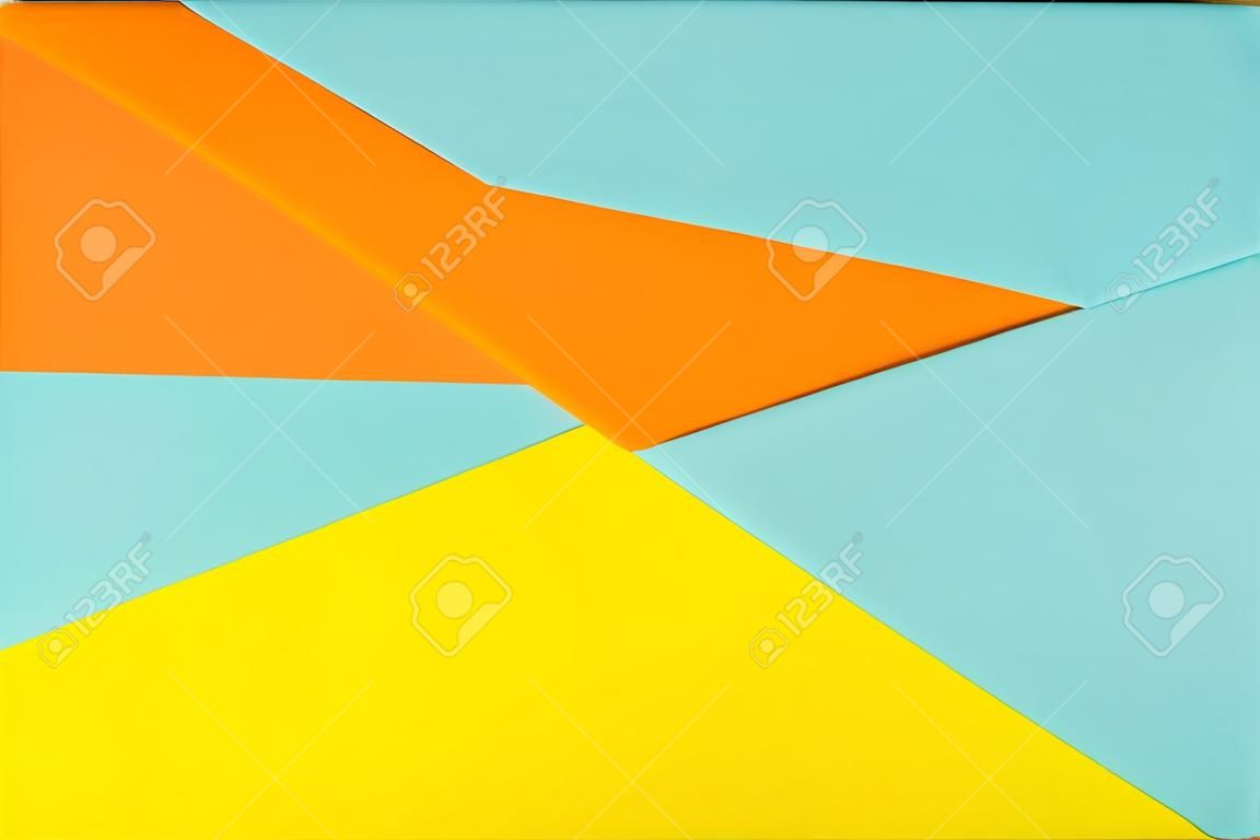 Fond bleu, jaune et orange doux. Texture colorée. Notion minimale. Concept créatif. Pop Art. Couleurs d'automne