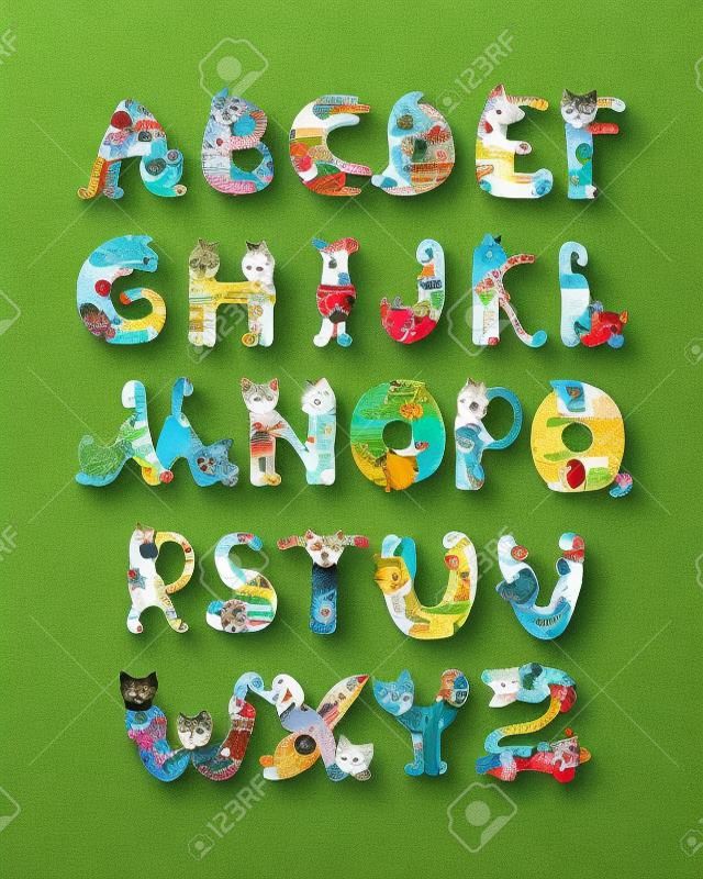 Litery alfabetu w kształcie kotów