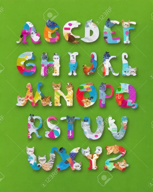 Litery alfabetu w kształcie kotów