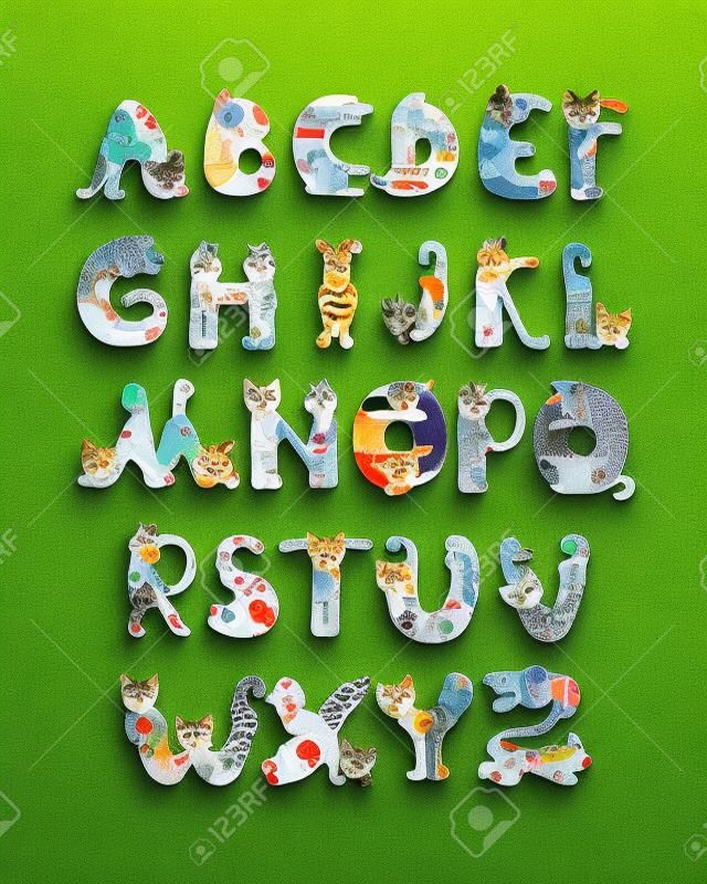 Lettres de l'alphabet en forme de chats
