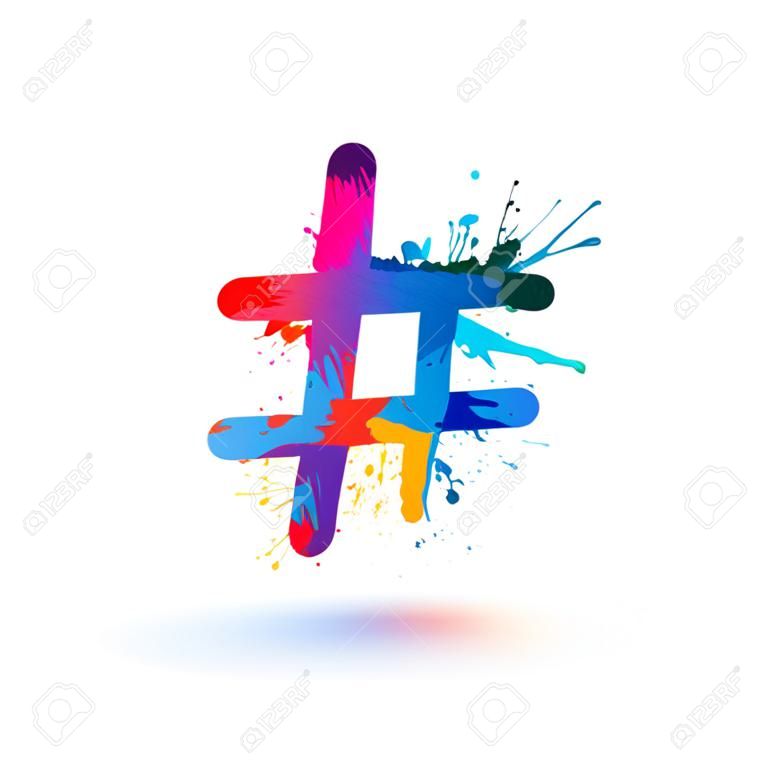 Segno vettoriale hashtag di vernice splash acquerello