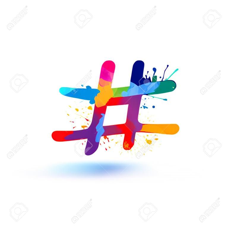 hashtag vector teken van aquarel spatverf
