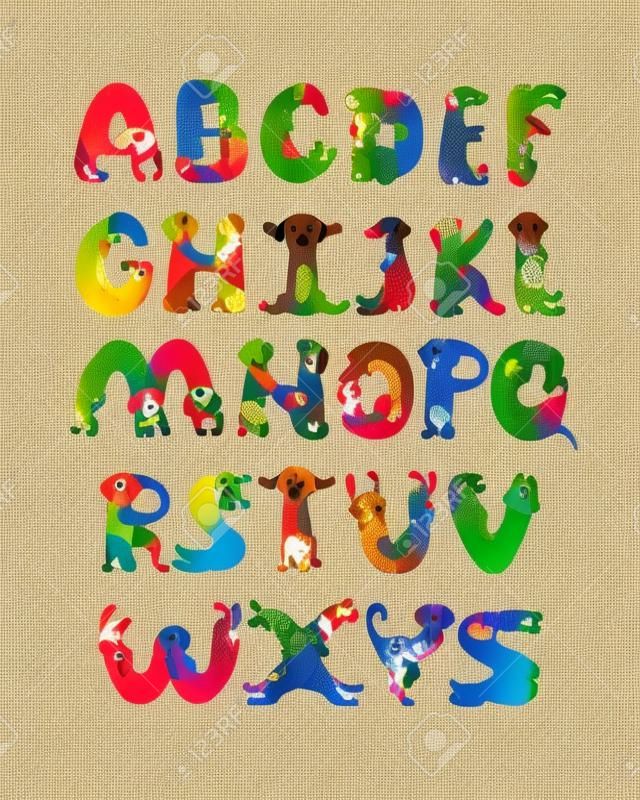 Litery alfabetu w kształcie psów jamników