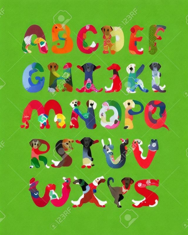 Alphabet letters in shape of Dachshund dogs