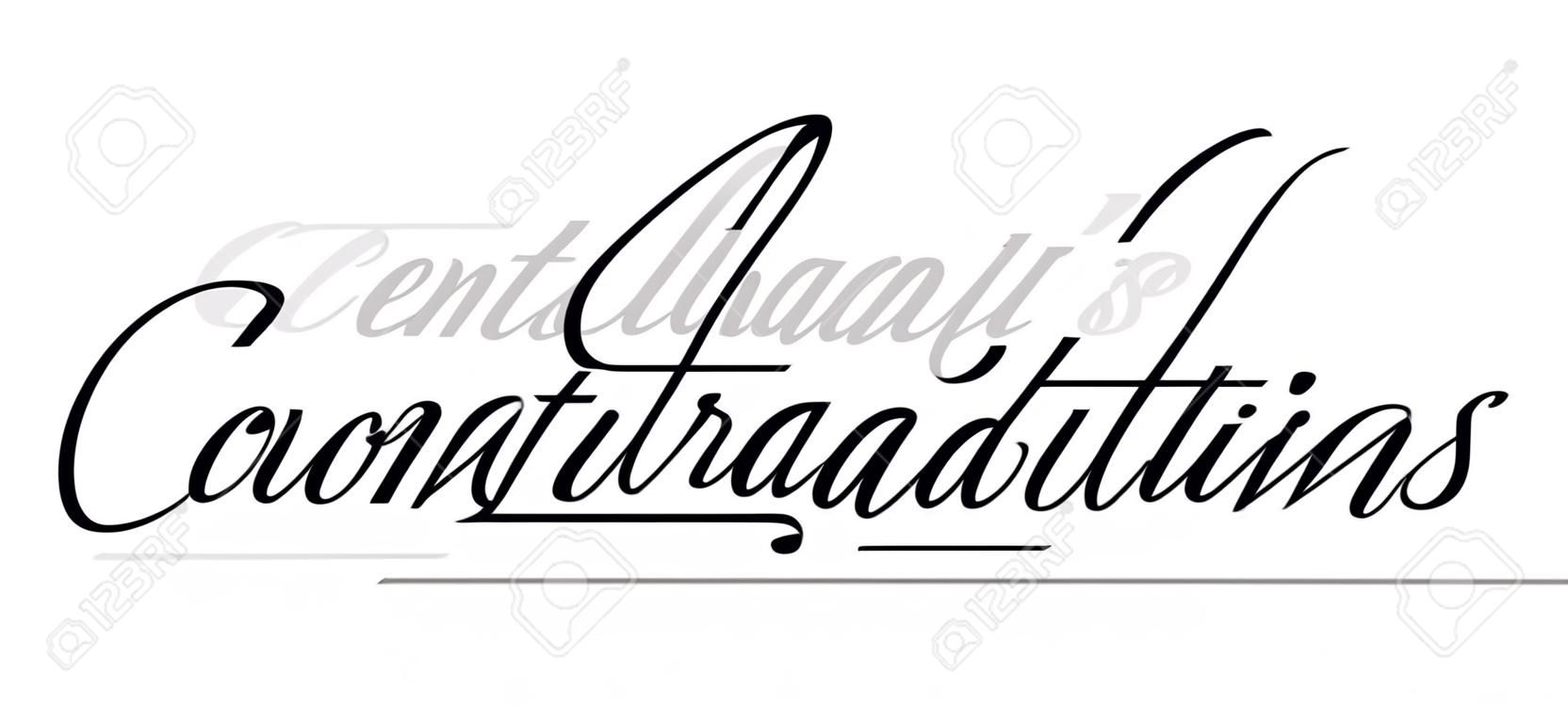 Underscore handwritten text "Congratulations" with shadow. Hand drawn calligraphy lettering