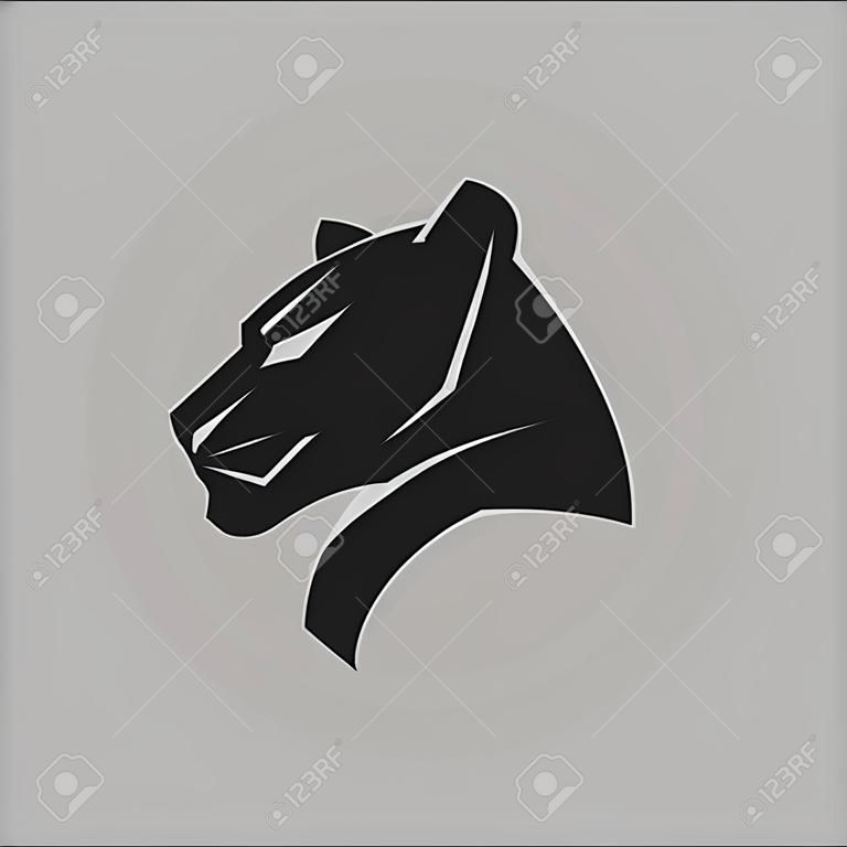 Simbolo del ritratto della pantera nera su sfondo grigio. Elemento di design