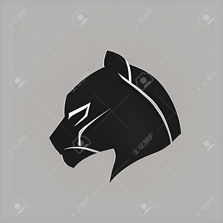 Zwarte panter portret symbool op grijze achtergrond. Design element