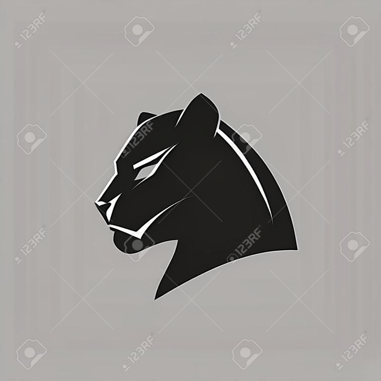 Simbolo del ritratto della pantera nera su sfondo grigio. Elemento di design