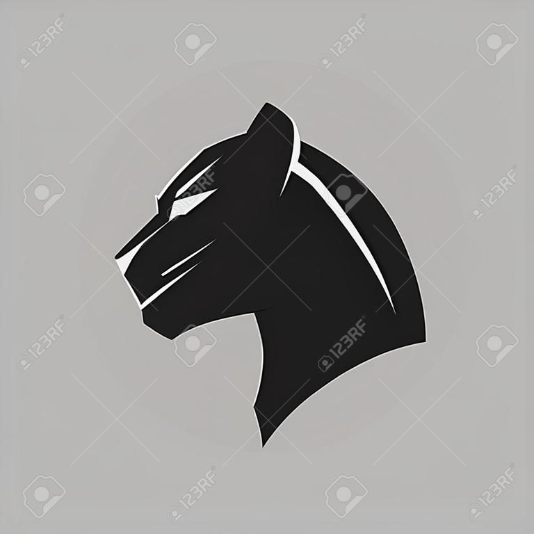 Zwarte panter portret symbool op grijze achtergrond. Design element