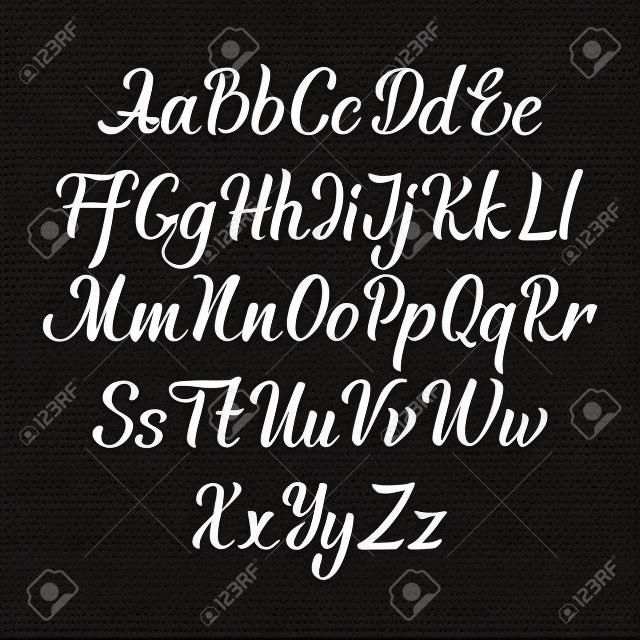 필기 벡터 aphabet입니다. 손으로 그려진 된 글자 글꼴. 브러쉬 스크립트 서체 체체 유형.