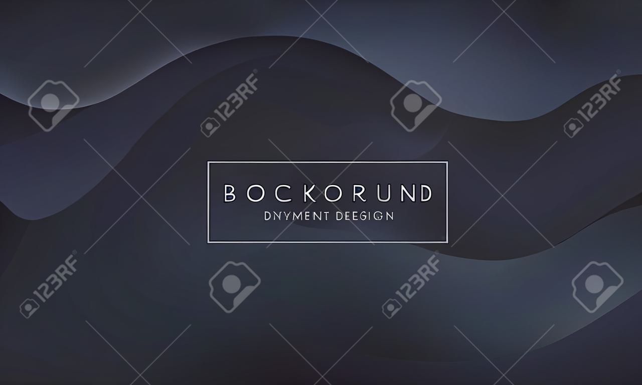 Abstract background Black with fluid shapes modern concept. Dynamical composition forms and waves. Template for design website landing page, social media, banner, leaflet, cover, poster.