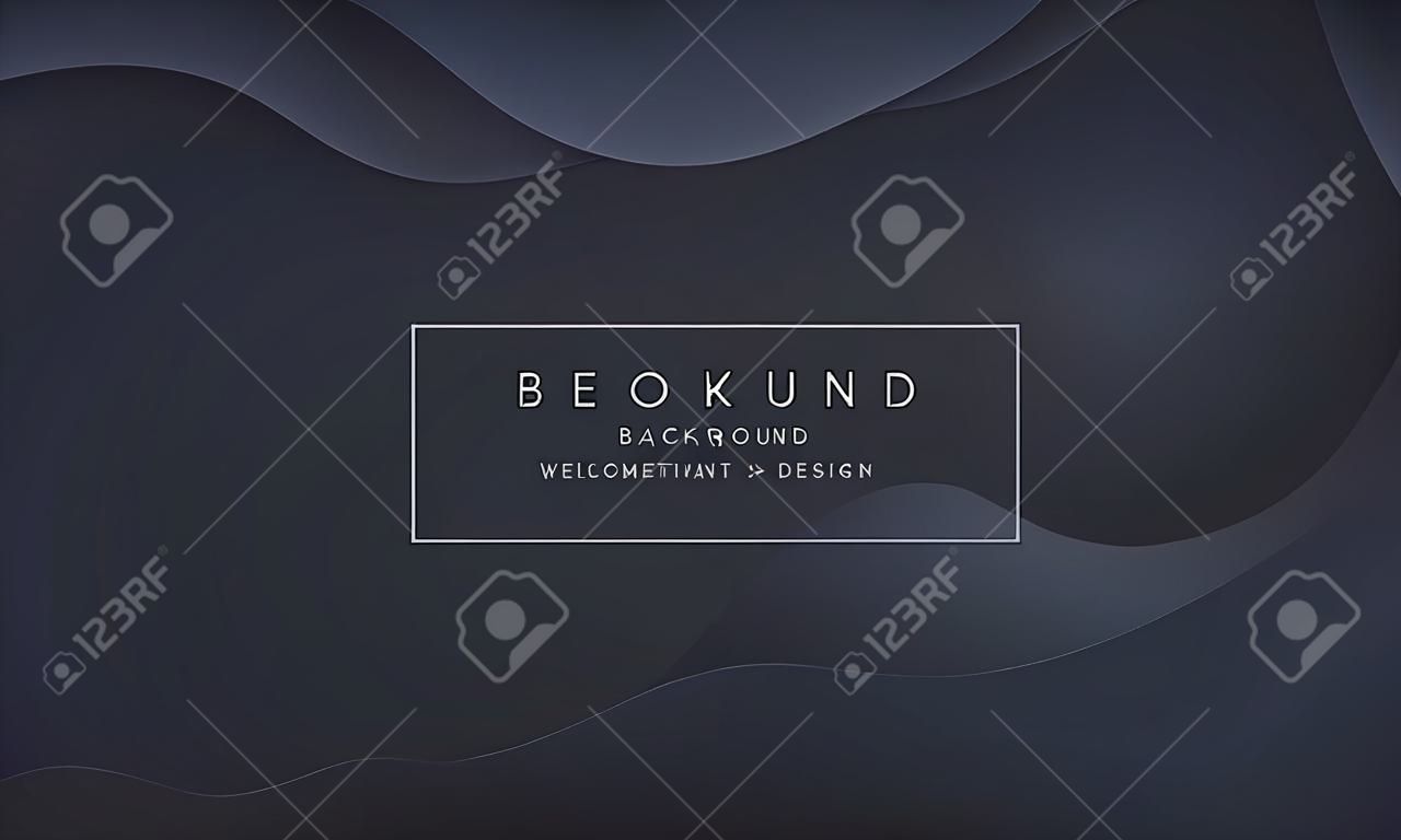 Abstract background Black with fluid shapes modern concept. Dynamical composition forms and waves. Template for design website landing page, social media, banner, leaflet, cover, poster.