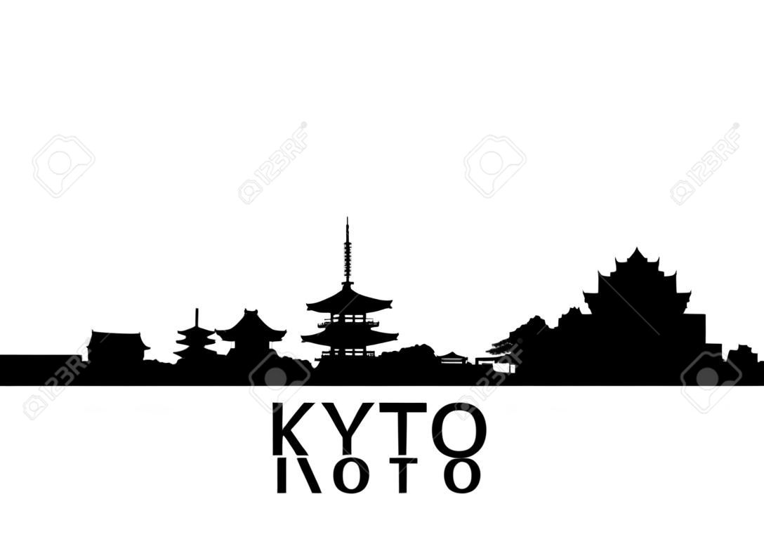 detailed illustration of Kyoto, Japan