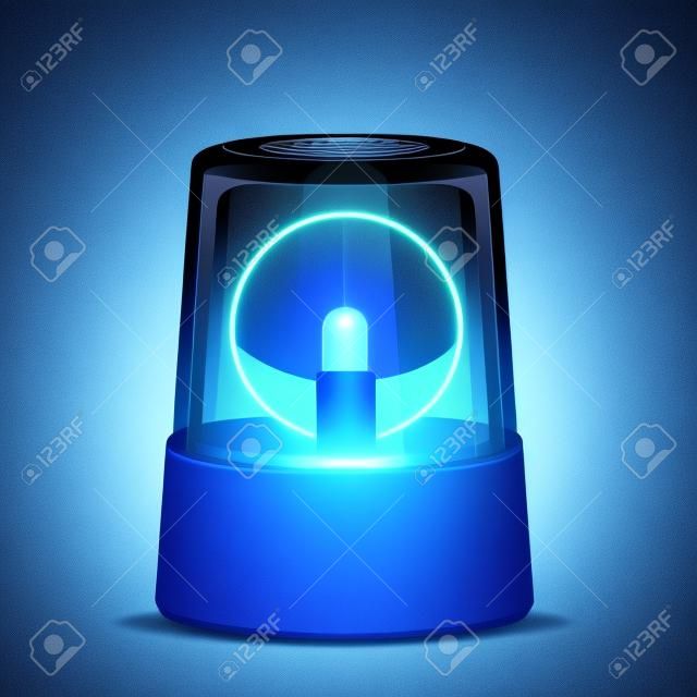 detailed illustration of a blue flashing light, symbol for alert and emergency