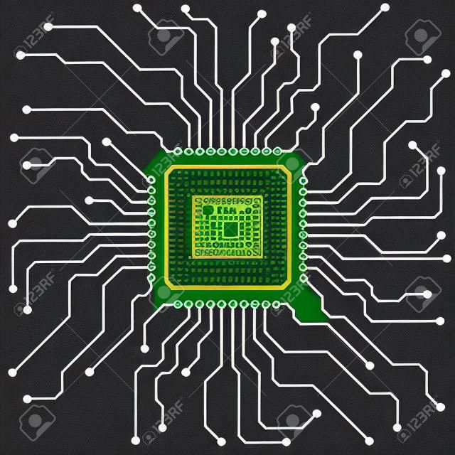 ilustración de un tablero de circuito de alta tecnología