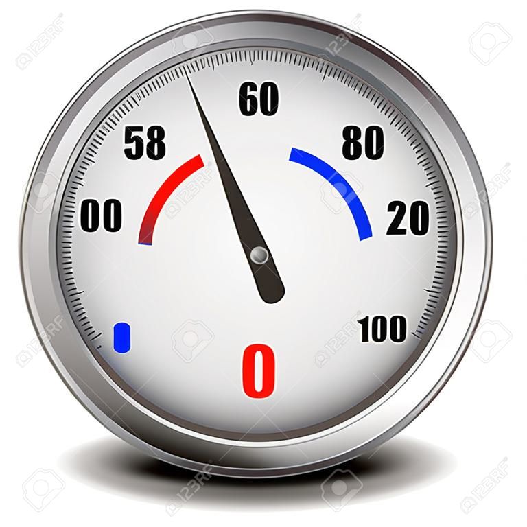 illustration of a metal framed analog thermometer